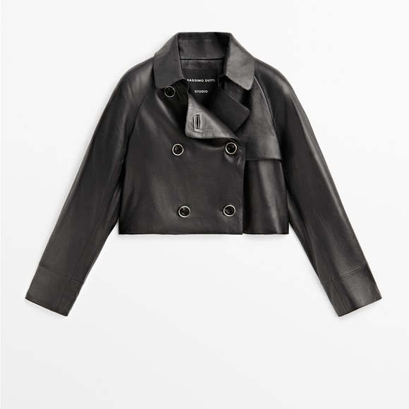 Massimo Dutti Jackets & Blazers - Massimo Dutti genuine leather cropped biker trench aviator jacket coat